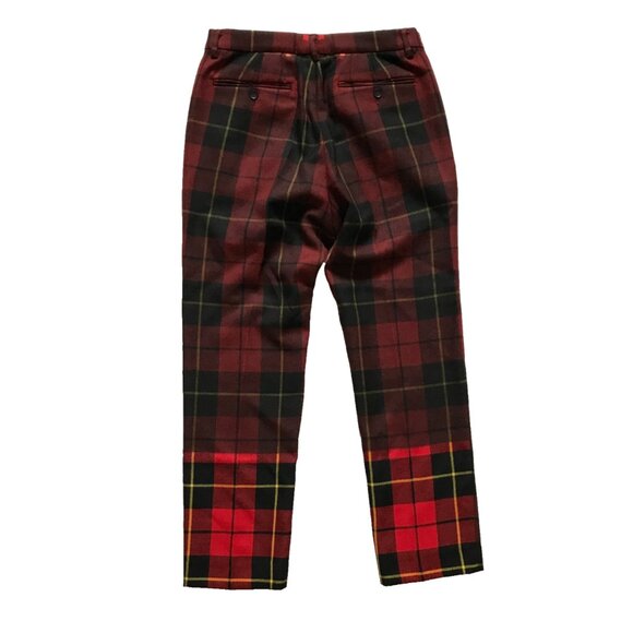 Valentino Plaid Straight Leg Virgin Wool Pants Trousers Womens 46 10 Red Black - Picture 10 of 12